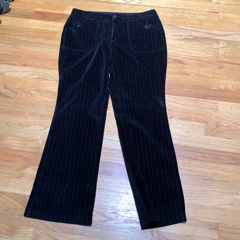 Velvet pin strip pants
